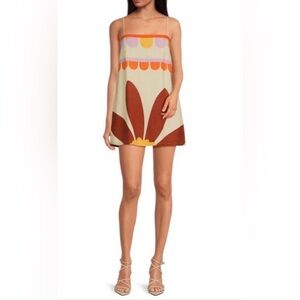 NWT Gianni BiniKourtney Square Neck Sleeveless Linen Blend Mini #L00k